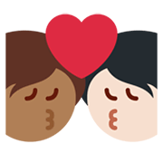🧑🏻‍❤️‍💋‍🧑🏾 Emoji sich küssendes Paar: Person, Person, helle Hautfarbe, mitteldunkle Hautfarbe Twitter Twemoji 13.1.