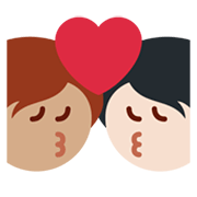 🧑🏻‍❤️‍💋‍🧑🏽 Emoji sich küssendes Paar: Person, Person, helle Hautfarbe, mittlere Hautfarbe Twitter Twemoji 13.1.