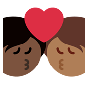 🧑🏾‍❤️‍💋‍🧑🏿 Emoji sich küssendes Paar: Person, Person, mitteldunkle Hautfarbe, dunkle Hautfarbe Twitter Twemoji 13.1.