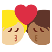 🧑🏾‍❤️‍💋‍🧑🏼 Emoji sich küssendes Paar: Person, Person, mitteldunkle Hautfarbe, mittelhelle Hautfarbe Twitter Twemoji 13.1.