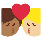 🧑🏼‍❤️‍💋‍🧑🏾 Emoji sich küssendes Paar: Person, Person, mittelhelle Hautfarbe, mitteldunkle Hautfarbe Twitter Twemoji 13.1.