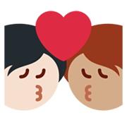 🧑🏽‍❤️‍💋‍🧑🏻 Emoji sich küssendes Paar: Person, Person, mittlere Hautfarbe, helle Hautfarbe Twitter Twemoji 13.1.