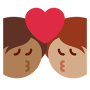 🧑🏽‍❤️‍💋‍🧑🏾 Emoji sich küssendes Paar: Person, Person, mittlere Hautfarbe, mitteldunkle Hautfarbe Twitter Twemoji 13.1.