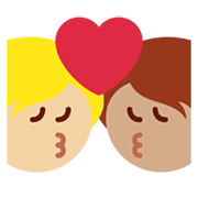 🧑🏽‍❤️‍💋‍🧑🏼 Emoji Beijo: Pessoa, Pessoa, Pele Morena, Pele Morena Clara na Twitter Twemoji 13.1.