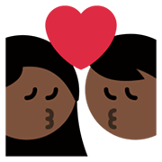 👩🏿‍❤️‍💋‍👨 Emoji sich küssendes Paar - Frau: dunkle Hautfarbe, Hombre Twitter Twemoji 13.1.