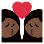 👩🏿‍❤️‍💋‍👩 Emoji sich küssendes Paar - Frau: dunkle Hautfarbe, Frau Twitter Twemoji 13.1.