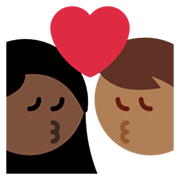👩🏾‍❤️‍💋‍👨🏿 Emoji sich küssendes Paar - Frau: mitteldunkle Hautfarbe, Mann: dunkle Hautfarbe Twitter Twemoji 13.1.