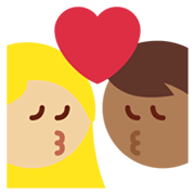 👩🏾‍❤️‍💋‍👨🏼 Emoji Beso - Mujer: Tono De Piel Oscuro Medio, Hombre: Tono De Piel Claro Medio en Twitter Twemoji 13.1.