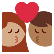 👩🏾‍❤️‍💋‍👨🏽 Emoji sich küssendes Paar - Frau: mittelhelle Hautfarbe, Mann: mittlere Hautfarbe Twitter Twemoji 13.1.