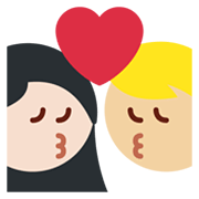 👩🏼‍❤️‍💋‍👨🏻 Emoji sich küssendes Paar - Frau: mittelhelle Hautfarbe, Mann: helle Hautfarbe Twitter Twemoji 13.1.