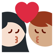 Emoji 👩🏽‍❤️‍💋‍👨🏻 Bacio Tra Coppia - Donna: Carnagione Olivastra, Uomo: Carnagione Chiara su Twitter Twemoji 13.1.