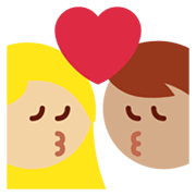 👩🏽‍❤️‍💋‍👨🏼 Emoji sich küssendes Paar - Frau: mittlere Hautfarbe, Mann: mittelhelle Hautfarbe Twitter Twemoji 13.1.