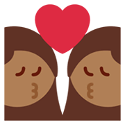 👩🏾‍❤️‍💋‍👩 Emoji sich küssendes Paar - Frau: mitteldunkle Hautfarbe, Frau Twitter Twemoji 13.1.