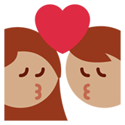 👩🏽‍❤️‍💋‍👨 Emoji sich küssendes Paar - Frau, Mann: mittlere Hautfarbe, mittelhelle Hautfarbe Twitter Twemoji 13.1.