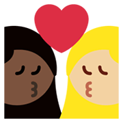 👩🏿‍❤️‍💋‍👩🏼 Emoji sich küssendes Paar - Frau: dunkle Hautfarbe, Frau: mittelhelle Hautfarbe Twitter Twemoji 13.1.