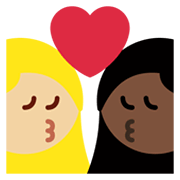 👩🏼‍❤️‍💋‍👩🏿 Emoji Beijo - Mulher: Pele Clara, Mulher: Pele Escura na Twitter Twemoji 13.1.