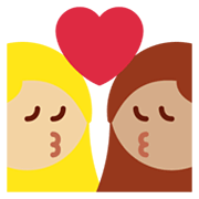 👩🏼‍❤️‍💋‍👩🏽 Emoji sich küssendes Paar - Frau: mittelhelle Hautfarbe, Frau: mittlere Hautfarbe Twitter Twemoji 13.1.