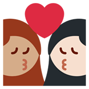 👩🏽‍❤️‍💋‍👩🏻 Emoji sich küssendes Paar - Frau: mittlere Hautfarbe, Frau: helle Hautfarbe Twitter Twemoji 13.1.