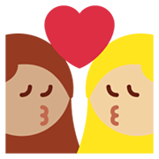 👩🏽‍❤️‍💋‍👩🏼 Emoji sich küssendes Paar - Frau: mittlere Hautfarbe, Frau: mittelhelle Hautfarbe Twitter Twemoji 13.1.