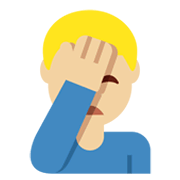 Emoji 🤦🏼‍♂️ Uomo Esasperato: Carnagione Abbastanza Chiara su Twitter Twemoji 13.1.