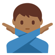 Emoji 🙅🏾‍♂️ Uomo Con Gesto Di Rifiuto: Carnagione Abbastanza Scura su Twitter Twemoji 13.1.
