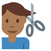💇🏾‍♂️ Emoji Mann beim Haareschneiden: mitteldunkle Hautfarbe Twitter Twemoji 13.1.