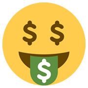 🤑 Emoji Gesicht mit Dollarzeichen Twitter Twemoji 13.1.