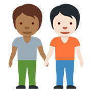 🧑🏾‍🤝‍🧑🏻 Emoji sich an den Händen haltende Personen: mitteldunkle Hautfarbe, helle Hautfarbe Twitter Twemoji 13.1.