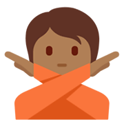 🙅🏾 Emoji Person mit überkreuzten Armen: mitteldunkle Hautfarbe Twitter Twemoji 13.1.
