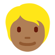 👱🏾 Emoji Person: mitteldunkle Hautfarbe, blondes Haar Twitter Twemoji 13.1.