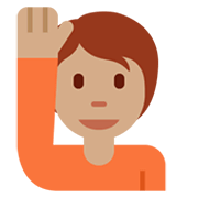 🙋🏽 Emoji Pessoa Levantando A Mão: Pele Morena na Twitter Twemoji 13.1.