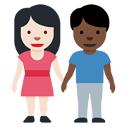 👩🏻‍🤝‍👨🏿 Emoji Mann und Frau halten Hände: helle Hautfarbe, dunkle Hautfarbe Twitter Twemoji 13.1.