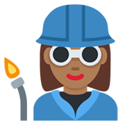 👩🏾‍🏭 Emoji Fabrikarbeiterin: mitteldunkle Hautfarbe Twitter Twemoji 13.1.