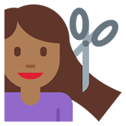 💇🏾‍♀️ Emoji Frau beim Haareschneiden: mitteldunkle Hautfarbe Twitter Twemoji 13.1.