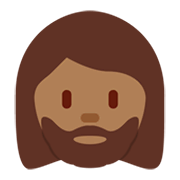 🧔🏾‍♀️ Emoji Frau: Bart mitteldunkle Hautfarbe Twitter Twemoji 13.1.