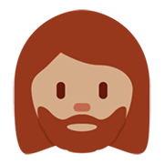 🧔🏽‍♀️ Emoji Frau: Bart mittlere Hautfarbe Twitter Twemoji 13.1.