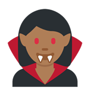 🧛🏾‍♀️ Emoji weiblicher Vampir: mitteldunkle Hautfarbe Twitter Twemoji 13.1.