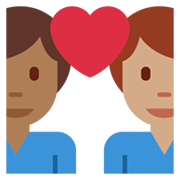 👨🏽‍❤️‍👨🏾 Emoji Liebespaar - Mann: mittlere Hautfarbe, Mann: mitteldunkle Hautfarbe Twitter Twemoji 14.0.