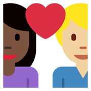 👩🏿‍❤️‍👨🏼 Emoji Liebespaar - Frau: dunkle Hautfarbe, Mann: mittelhelle Hautfarbe Twitter Twemoji 14.0.