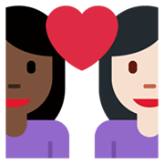 👩🏿‍❤️‍👩🏻 Emoji Liebespaar - Frau: dunkle Hautfarbe, Frau: helle Hautfarbe Twitter Twemoji 14.0.