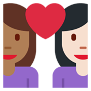 👩🏾‍❤️‍👩🏻 Emoji Liebespaar - Frau: mitteldunkle Hautfarbe, Frau: helle Hautfarbe Twitter Twemoji 14.0.