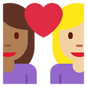 👩🏾‍❤️‍👩🏼 Emoji Liebespaar - Frau: mitteldunkle Hautfarbe, Frau: mittelhelle Hautfarbe Twitter Twemoji 14.0.