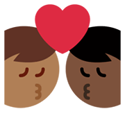 👨🏿‍❤️‍💋‍👨🏾 Emoji sich küssendes Paar - Mann: dunkle Hautfarbe, Mann: mitteldunkle Hautfarbe Twitter Twemoji 14.0.