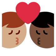 👨🏿‍❤️‍💋‍👨🏽 Emoji sich küssendes Paar - Mann: dunkle Hautfarbe, Mann: mittlere Hautfarbe Twitter Twemoji 14.0.