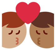 👨🏾‍❤️‍💋‍👨🏽 Emoji sich küssendes Paar - Mann: mitteldunkle Hautfarbe, Mann: mittlere Hautfarbe Twitter Twemoji 14.0.