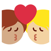 🧑🏼‍❤️‍💋‍🧑🏽 Emoji sich küssendes Paar: Person, Person, mittelhelle Hautfarbe, mittlere Hautfarbe Twitter Twemoji 14.0.