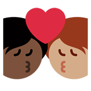 🧑🏽‍❤️‍💋‍🧑🏿 Emoji sich küssendes Paar: Person, Person, mittlere Hautfarbe, dunkle Hautfarbe Twitter Twemoji 14.0.