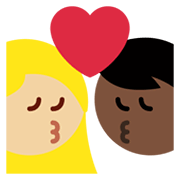 👩🏿‍❤️‍💋‍👨🏼 Emoji sich küssendes Paar - Frau: dunkle Hautfarbe, Mann: mittelhelle Hautfarbe Twitter Twemoji 14.0.