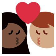 👩🏽‍❤️‍💋‍👨🏿 Emoji sich küssendes Paar - Frau: mittlere Hautfarbe, Mann: dunkle Hautfarbe Twitter Twemoji 14.0.