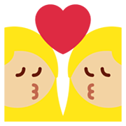 👩🏼‍❤️‍💋‍👩 Emoji sich küssendes Paar - Frau: mittelhelle Hautfarbe, Frau Twitter Twemoji 14.0.